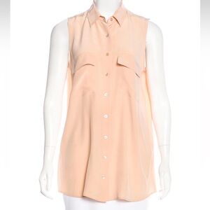 Equipment peach sleeveless button up blouse size small silk